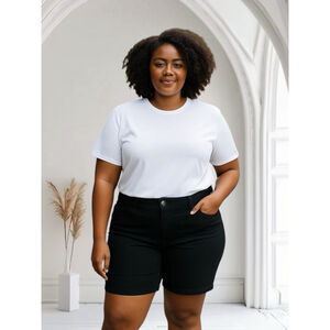 Lee Denim Bermuda Jean Shorts Women 20W Mid Rise Deep Dyed Black 10” Inseam NWT